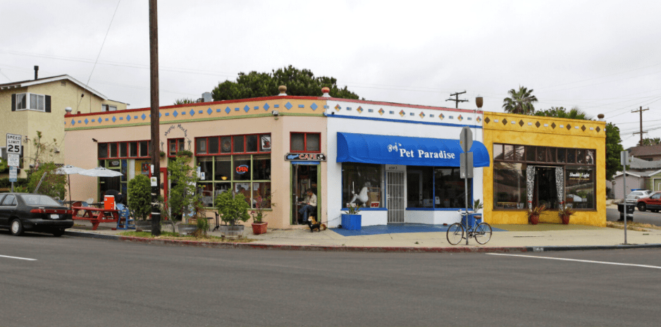 Outside street view of retail building